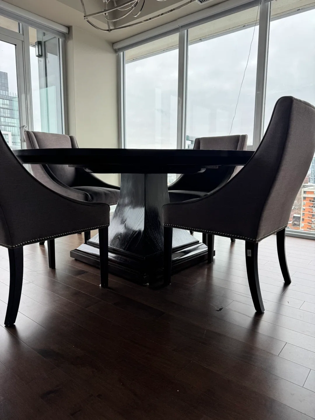 72” solid walnut dining room table + 6 chairs image indicator(3)