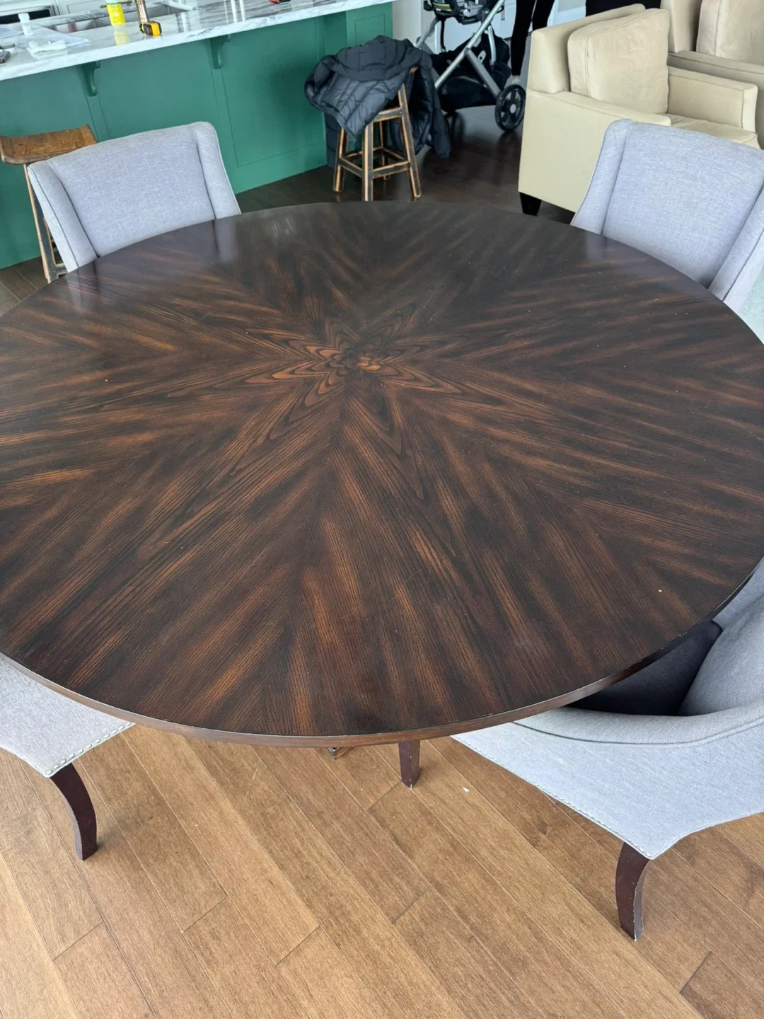 72” solid walnut dining room table + 6 chairs image indicator(5)