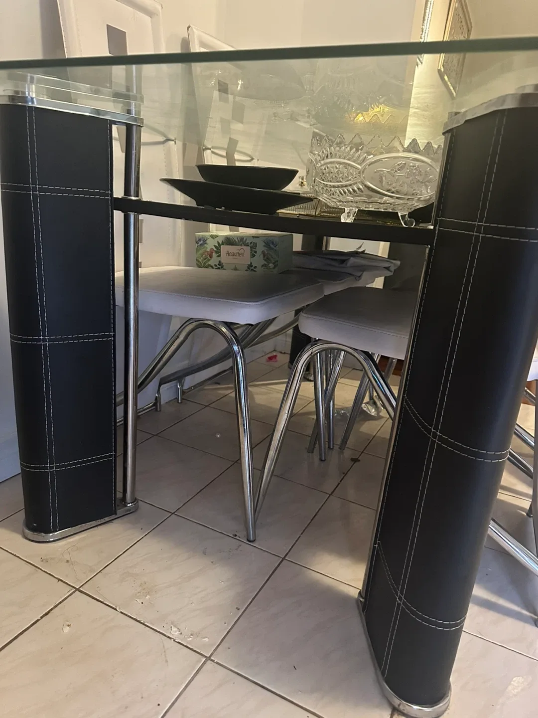 Glass Top Dining Table with 4 Chairs image indicator(2)
