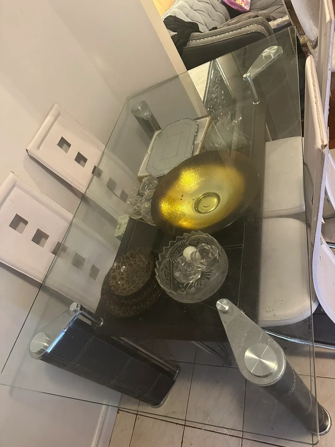 Glass Top Dining Table with 4 Chairs