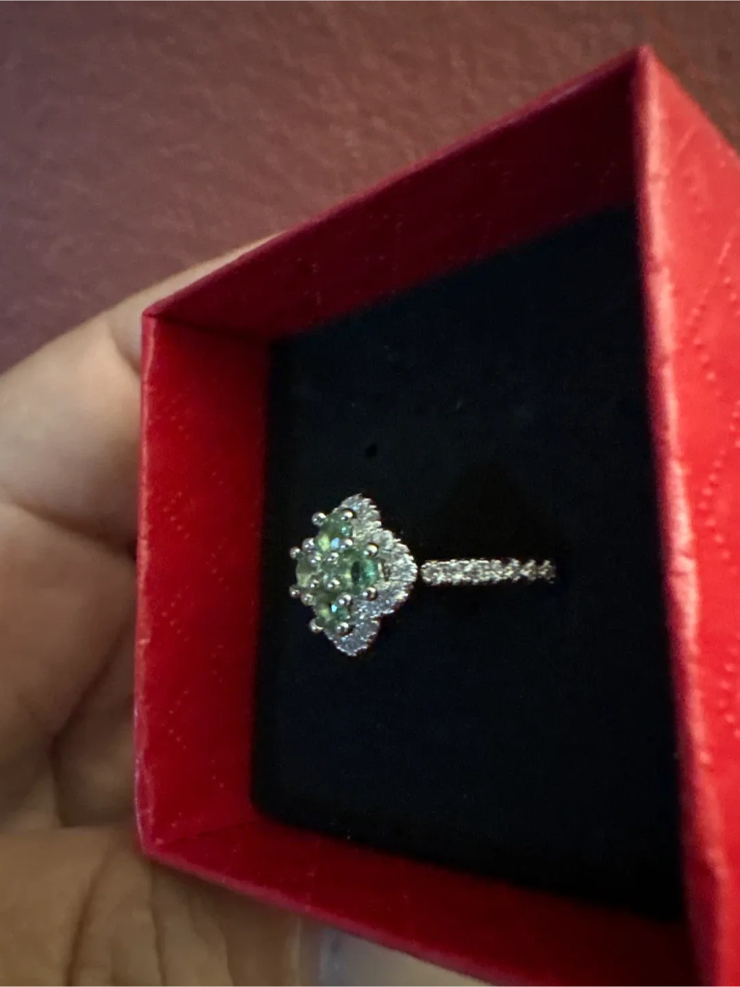 New silver Green peridot  Clover Ring image indicator(2)