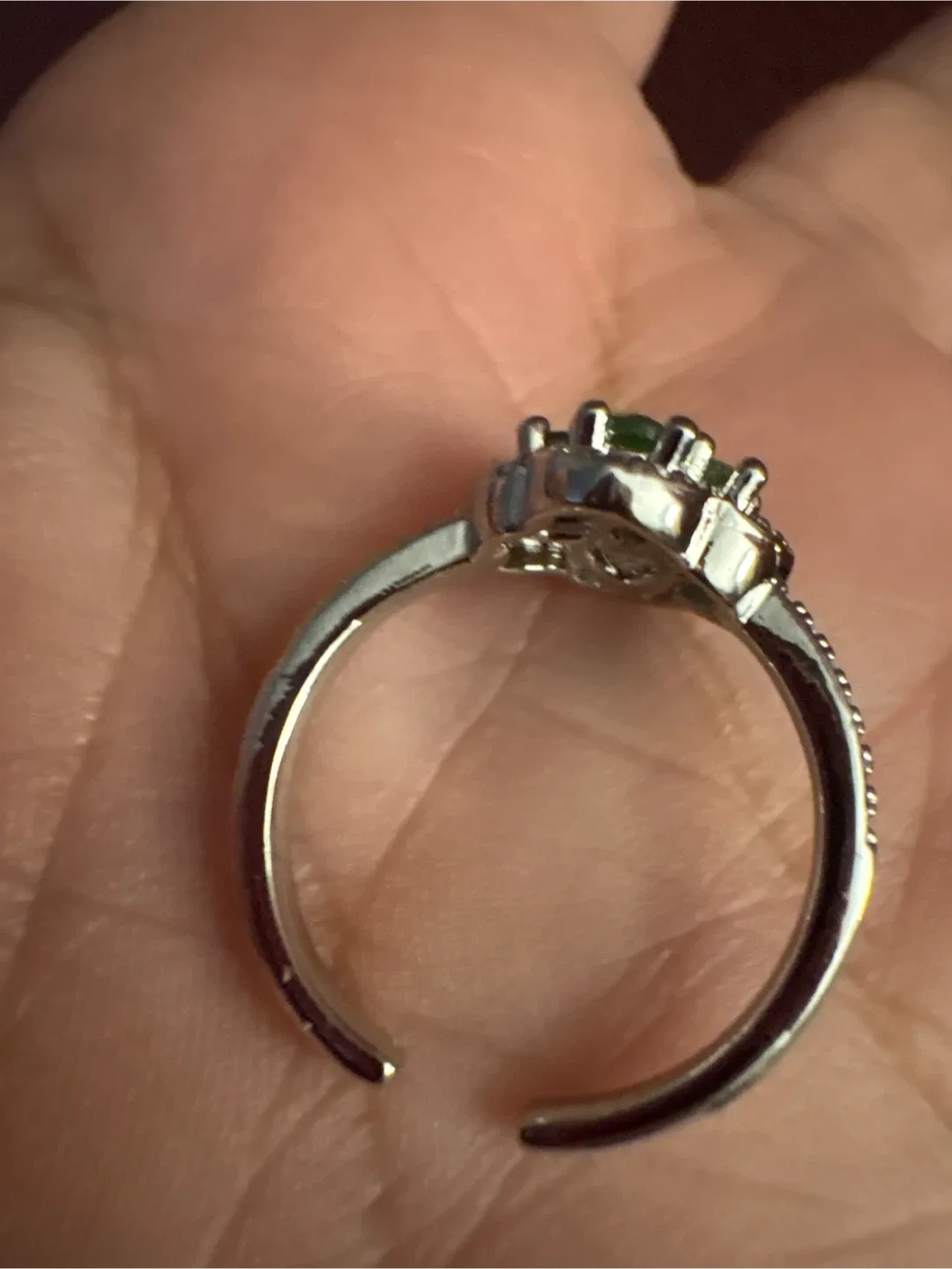 New silver Green peridot  Clover Ring image indicator(5)