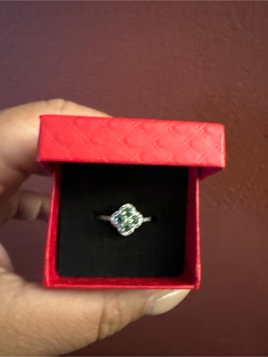 New silver Green peridot  Clover Ring image indicator(8)