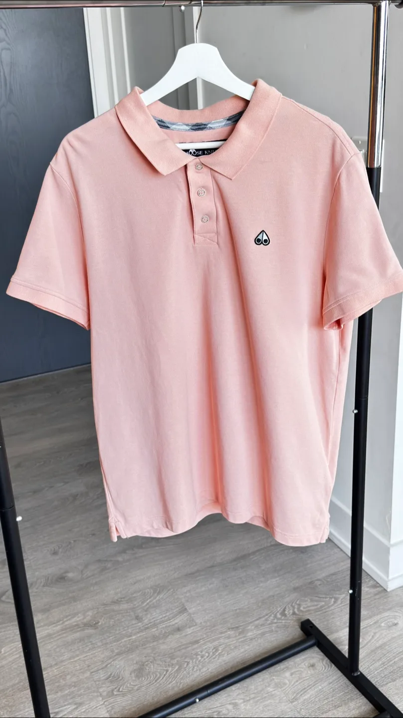 Moose Knuckles Pink Polo Shirt Size L