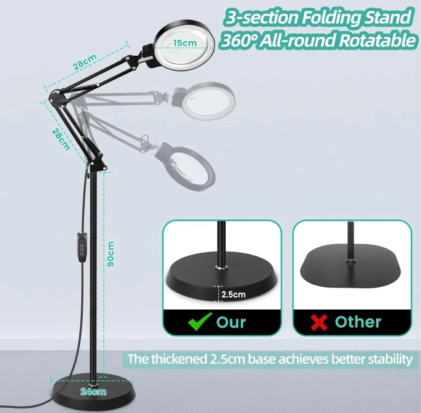 LED Magnifying Floor Lamp - Black image indicator(5)