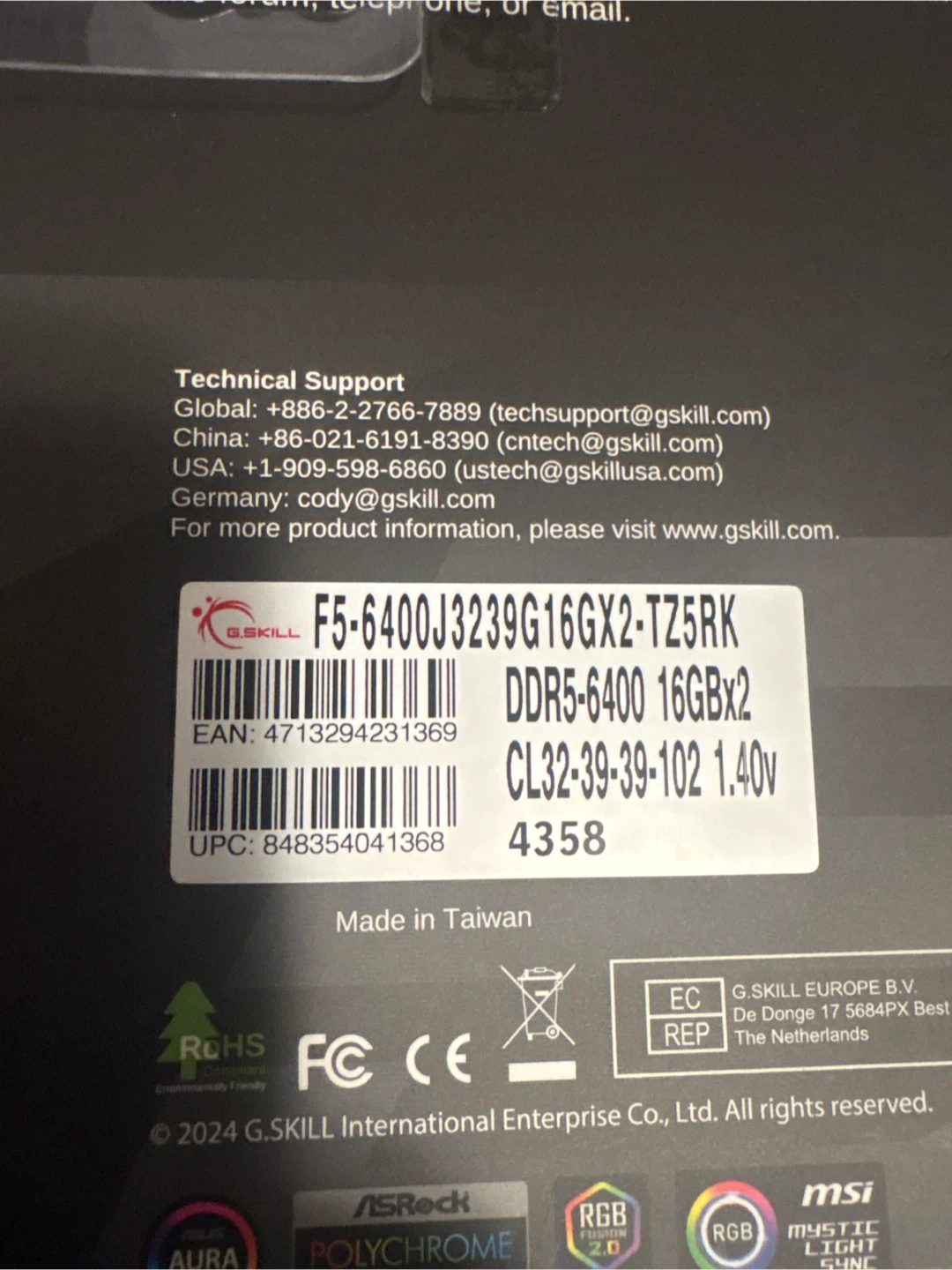 G.Skill Trident Z5 RGB DDR5-6400 16GBx2 RAM - photo 3