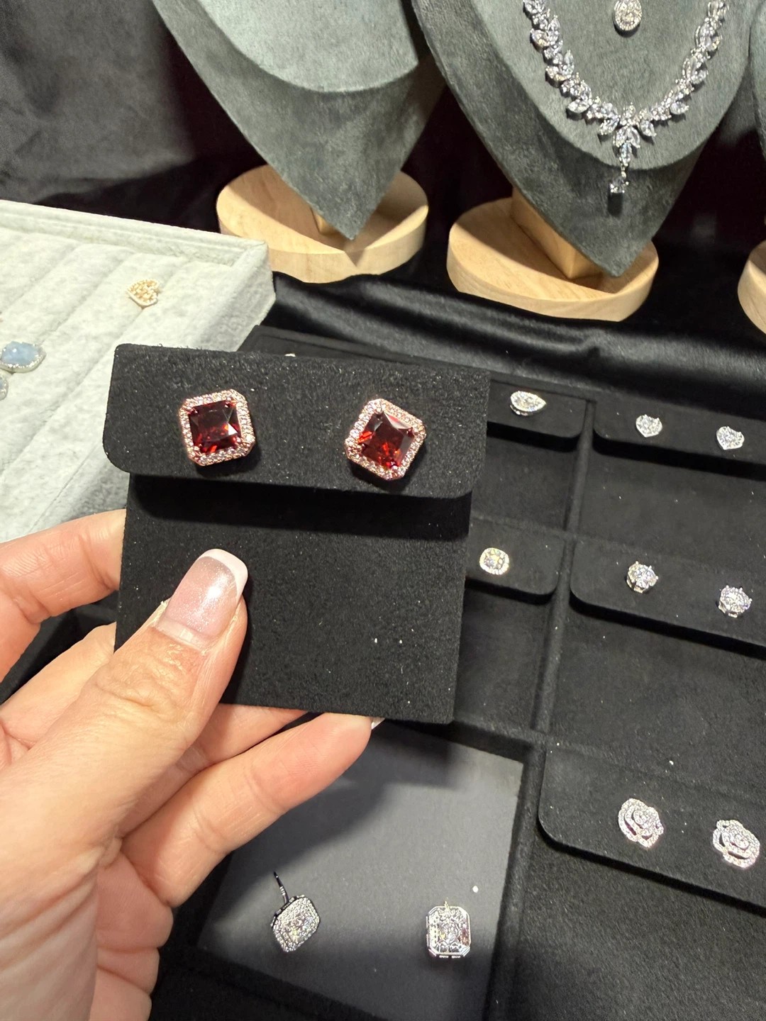 Red Gemstone Stud Earrings