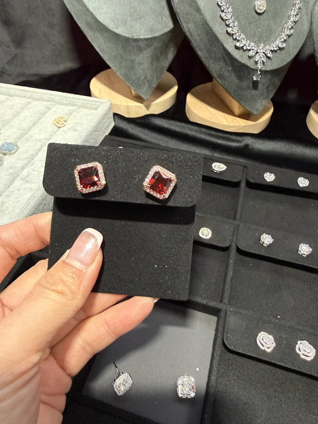 Red Gemstone Stud Earrings