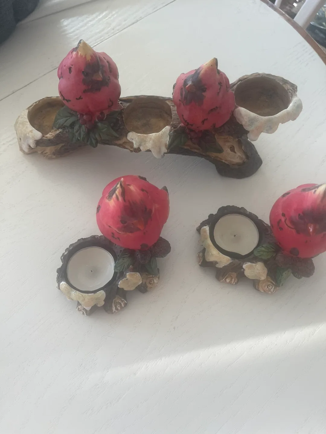 Cardinal Bird Tea Light Candle Holders