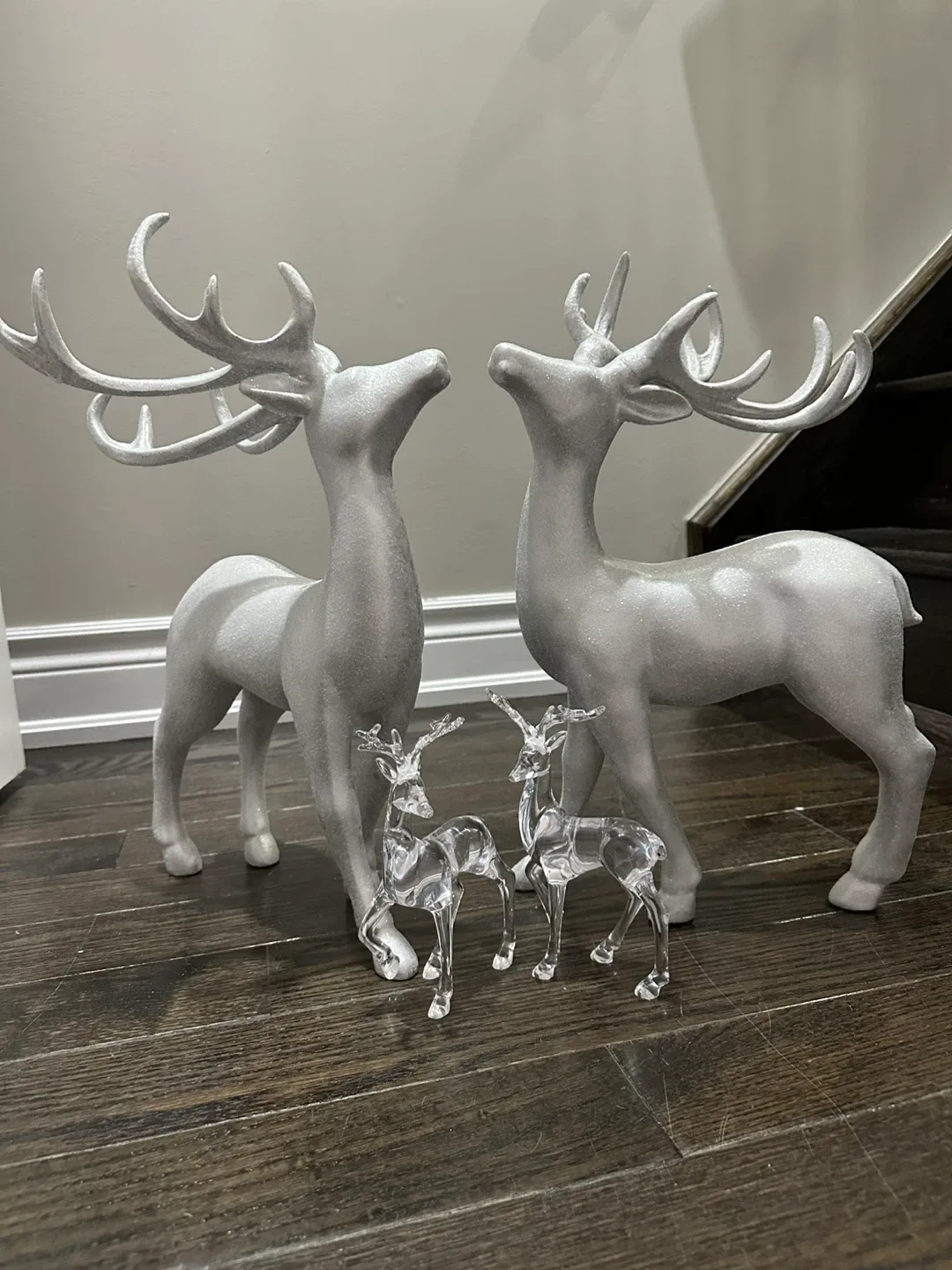 Silver Reindeer Figurines - Set of 4