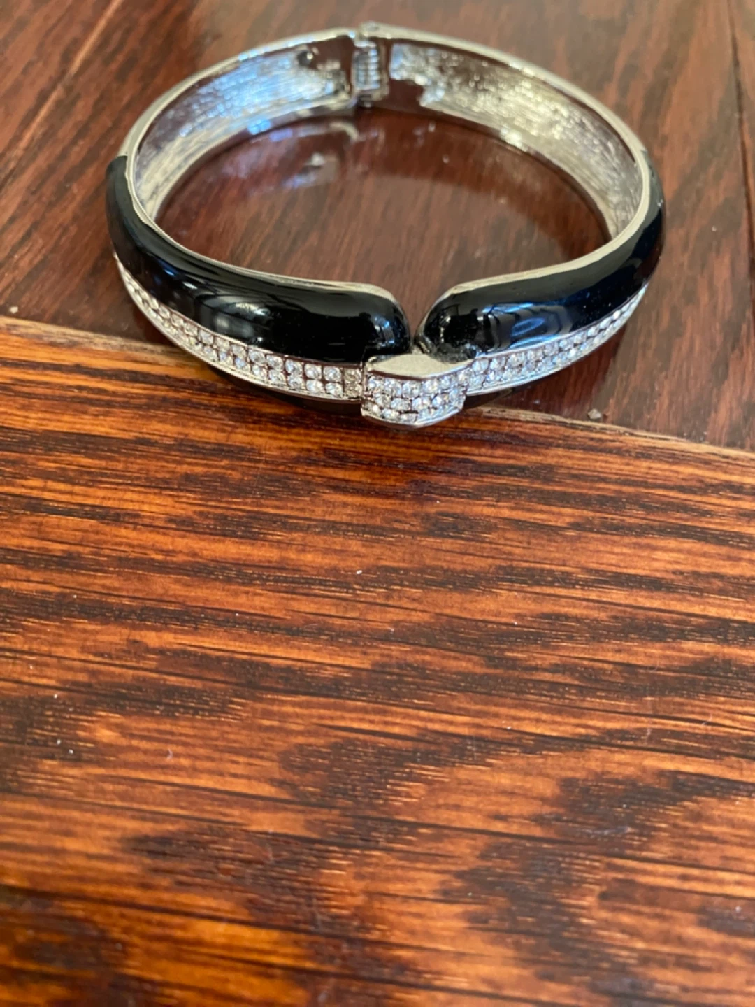 Black & Rhinestone Bangle Bracelet with Box - photo 4