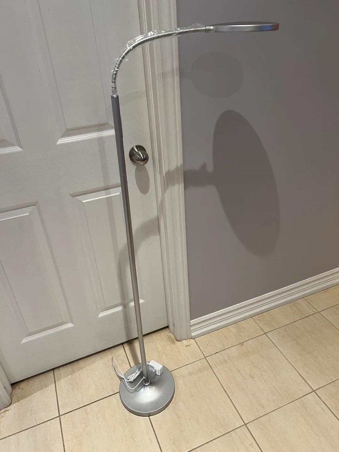 Silver LED Floor Lamp with Remote