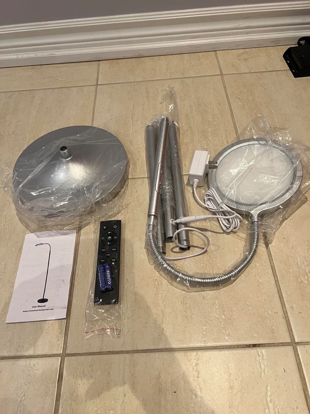 Silver LED Floor Lamp with Remote image indicator(7)