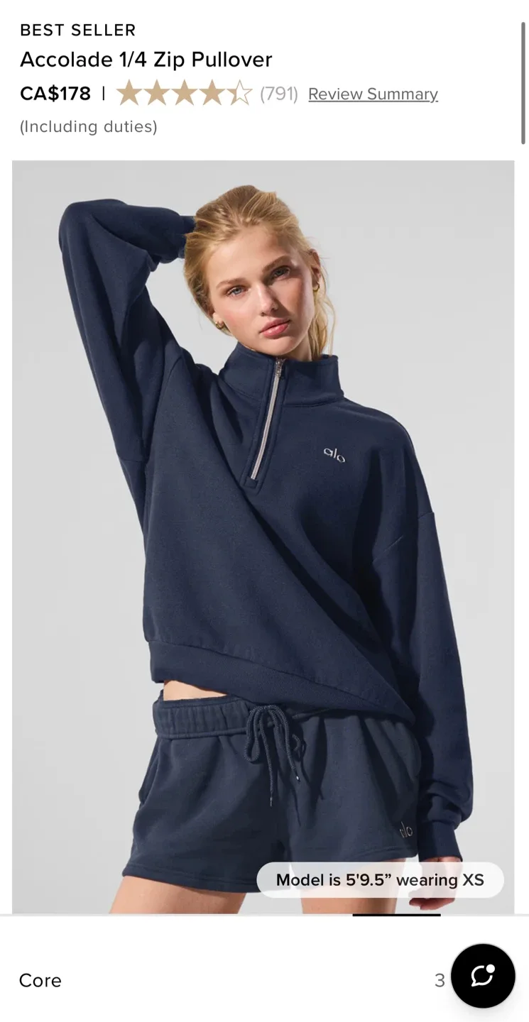 Alo Accolade 1/4 Zip Pullover - S