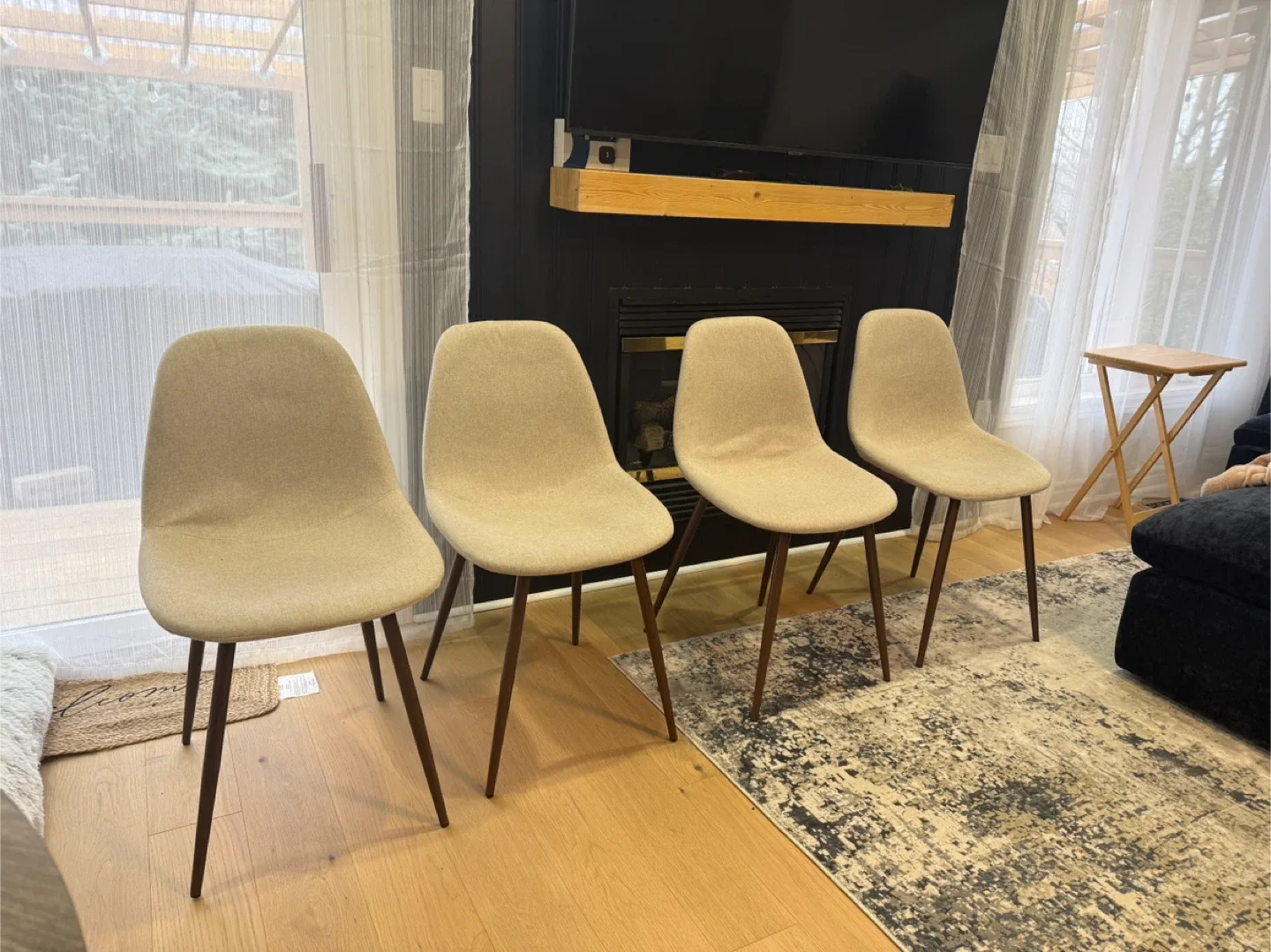 Set of 4 Beige Dining Chairs