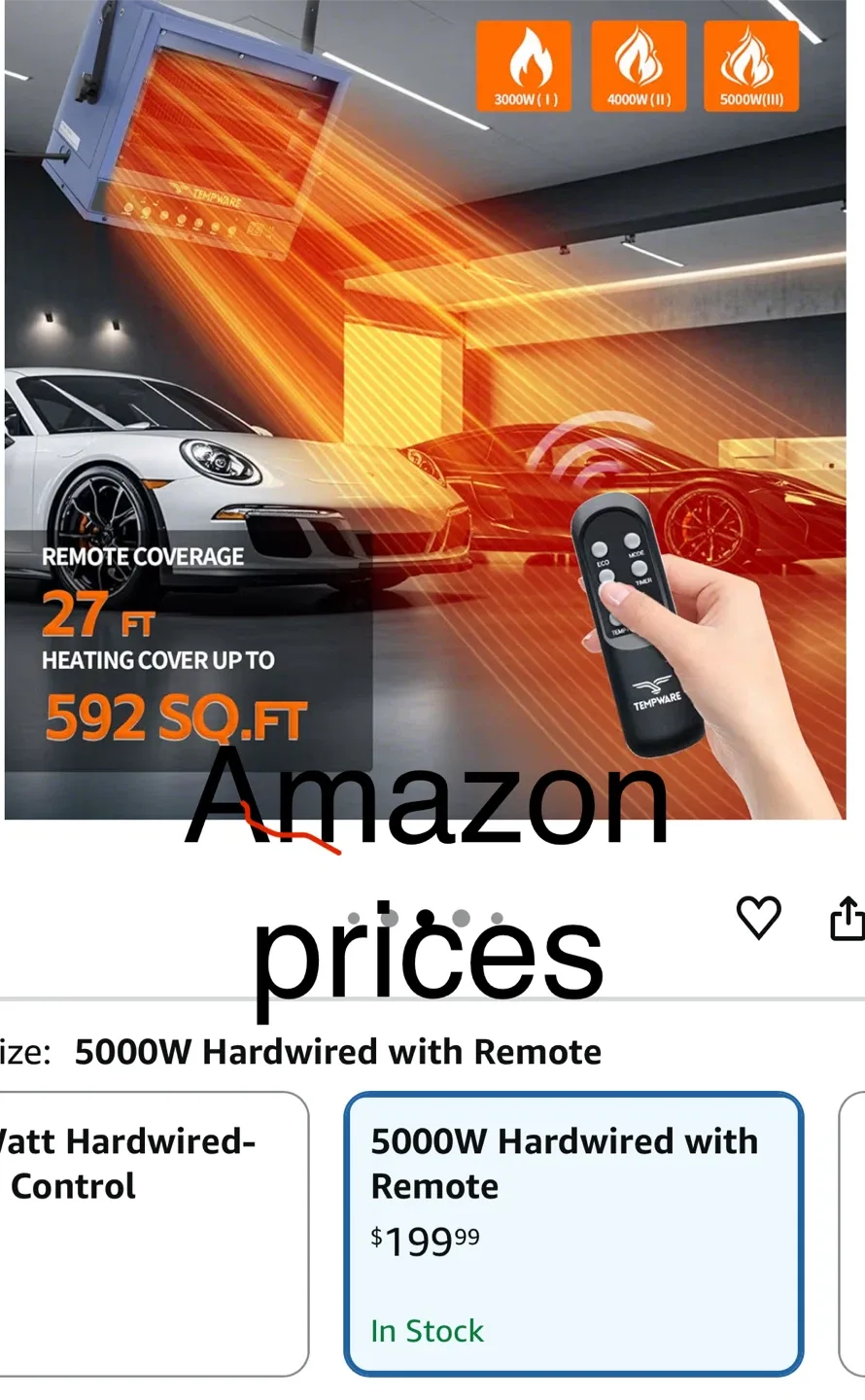 Tempware 5000W 240V Hardwired Heater image indicator(6)