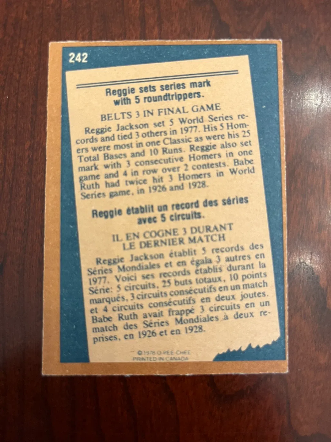 1978 O-Pee-Chee #242 REGGIE JACKSON Record Breaker card image indicator(2)