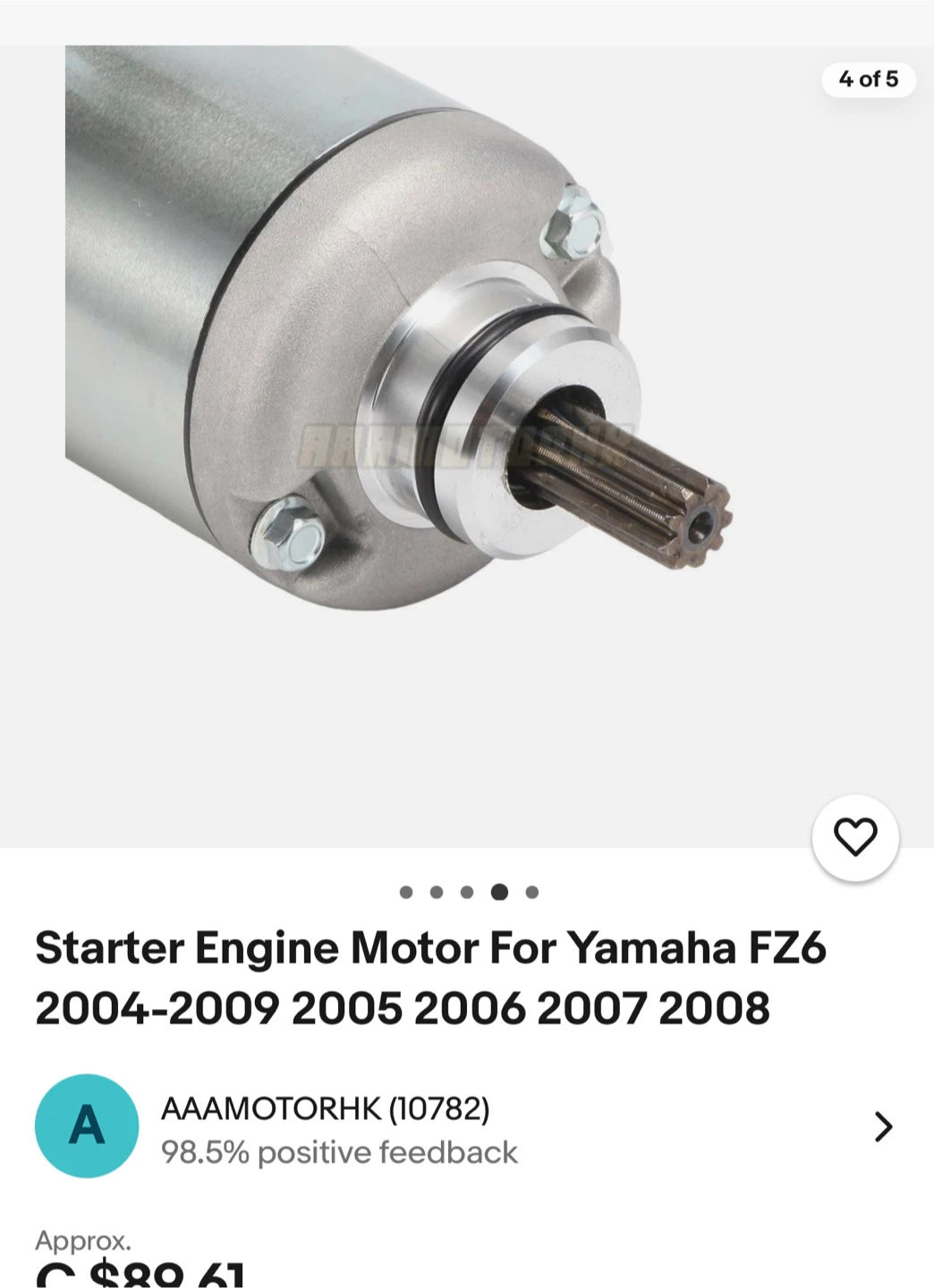 Yamaha FZ6 Starter Engine Motor (2004-2009) - photo 2