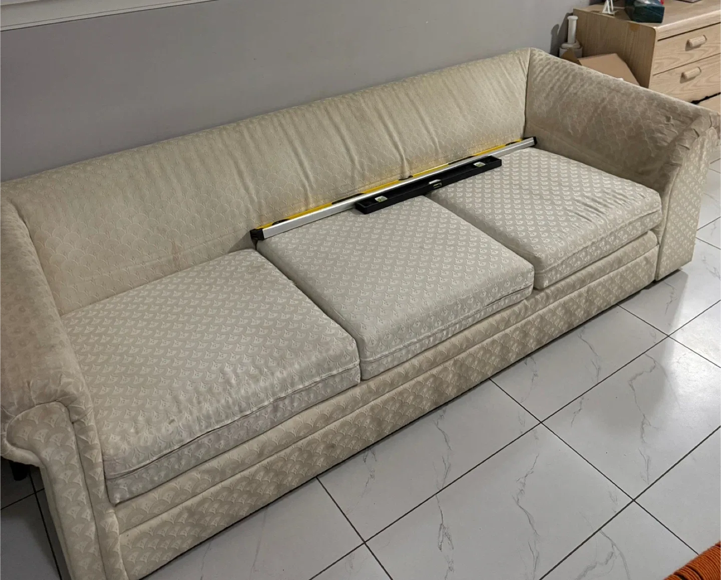 Beige Three-Seater Sofa