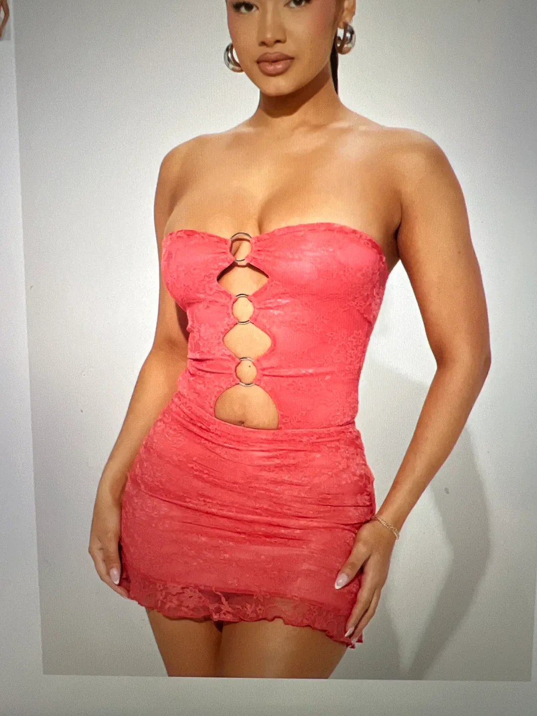 Coral Lace Skirt Set - Coral