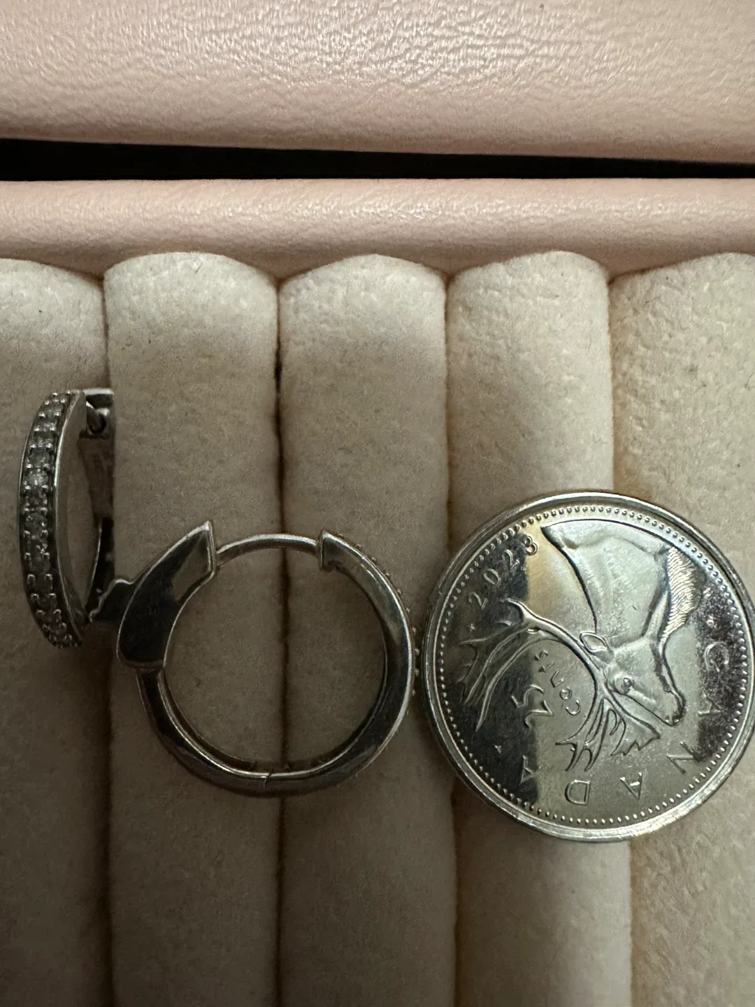 Sparkly Sterling silver 925 Hoop Earrings with diamonds image indicator(2)