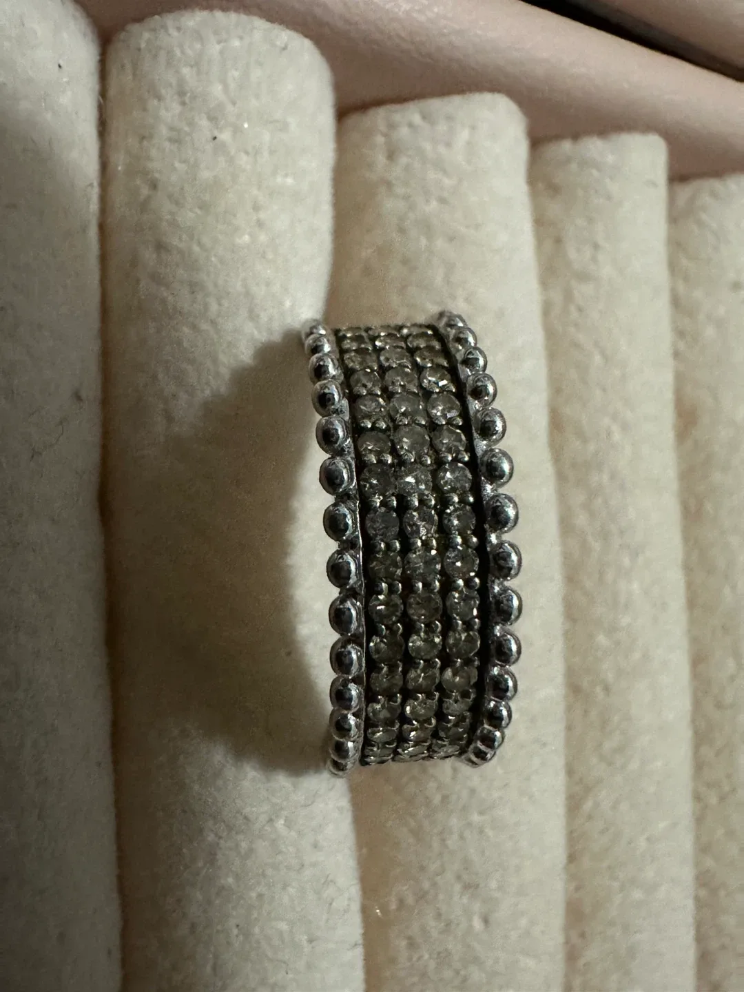 Sterling Silver 925 Band Ring with champagne diamonds size 6