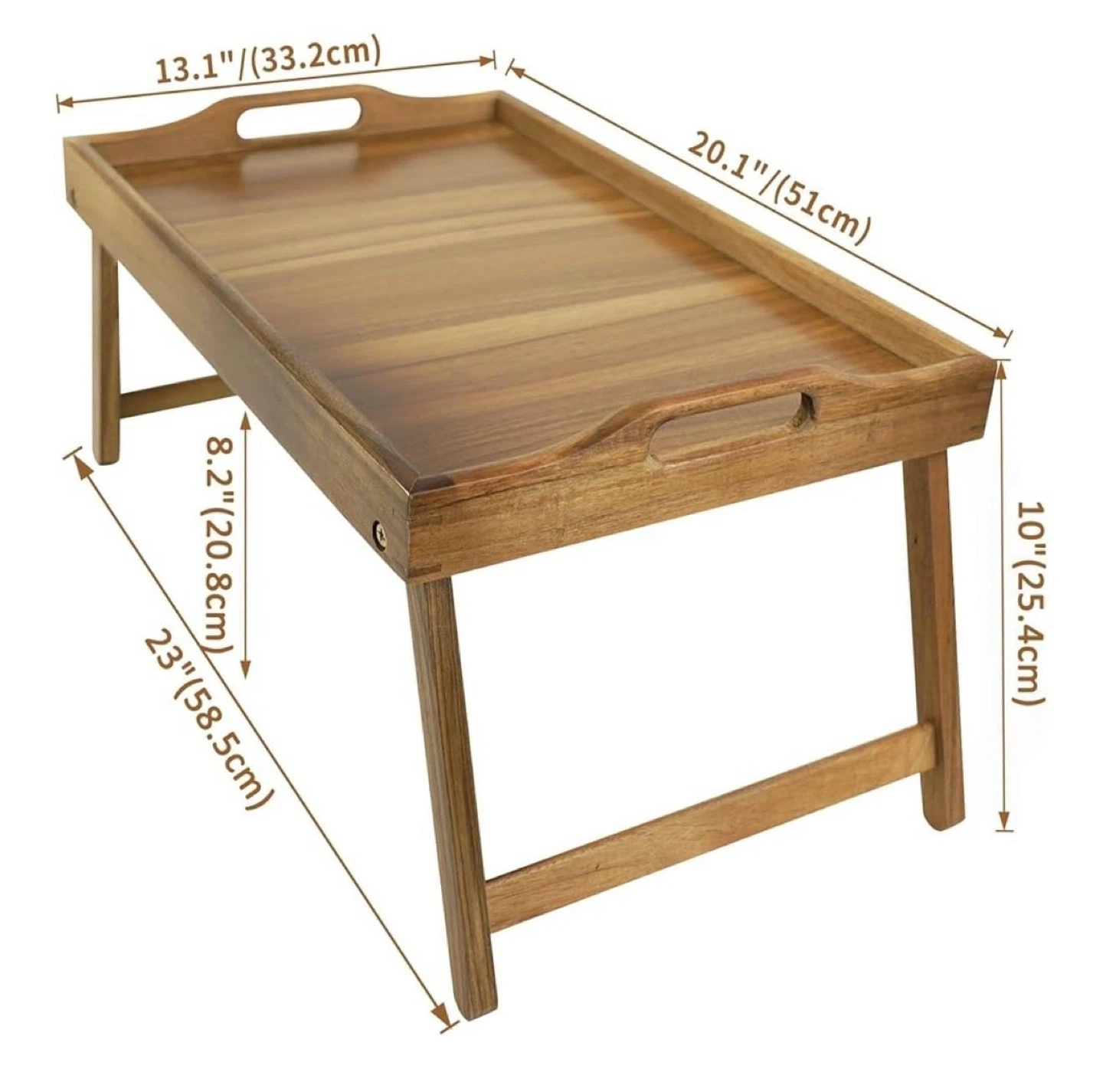 Wooden Breakfast Tray Table with Folding Legs - photo 2