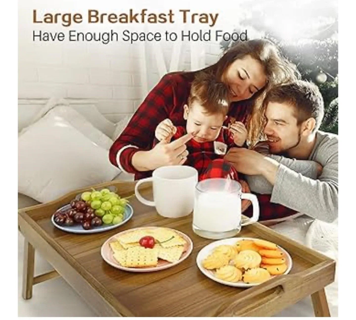 Wooden Breakfast Tray Table with Folding Legs image indicator(3)