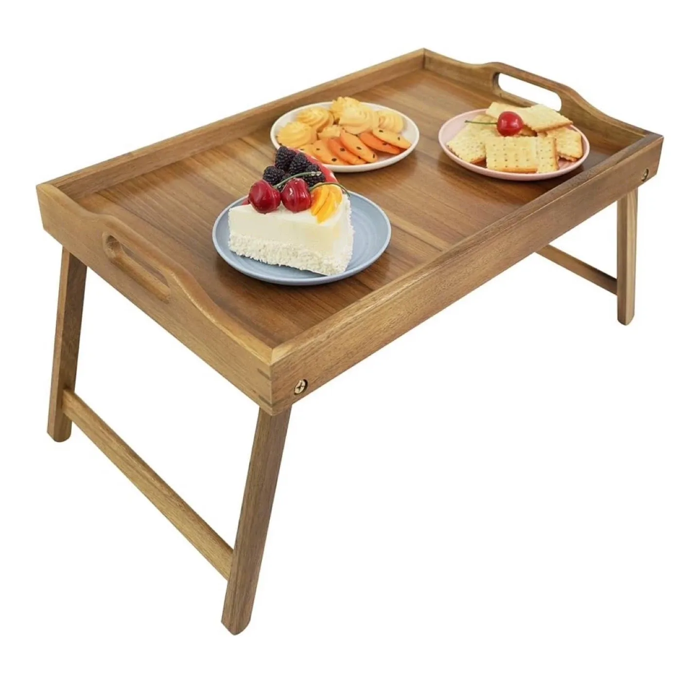 Wooden Breakfast Tray Table with Folding Legs