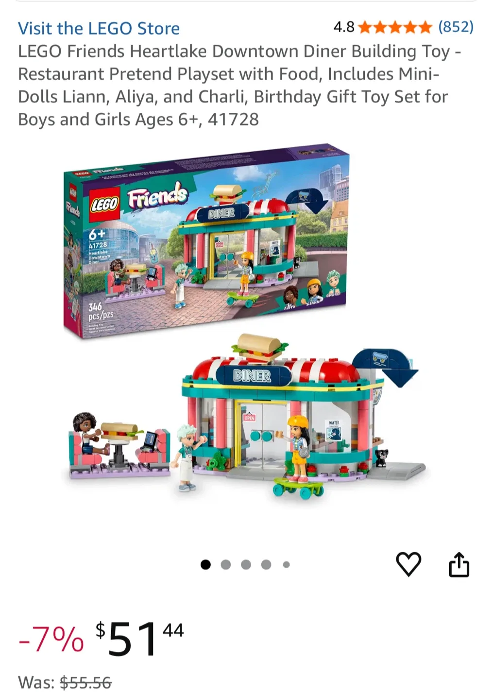 LEGO Friends Heartlake Downtown Diner 41728 Like NEW - Open Box! image indicator(3)