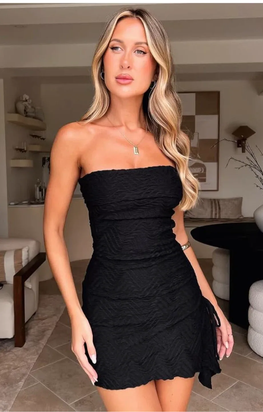 Black Strapless Mini Dress