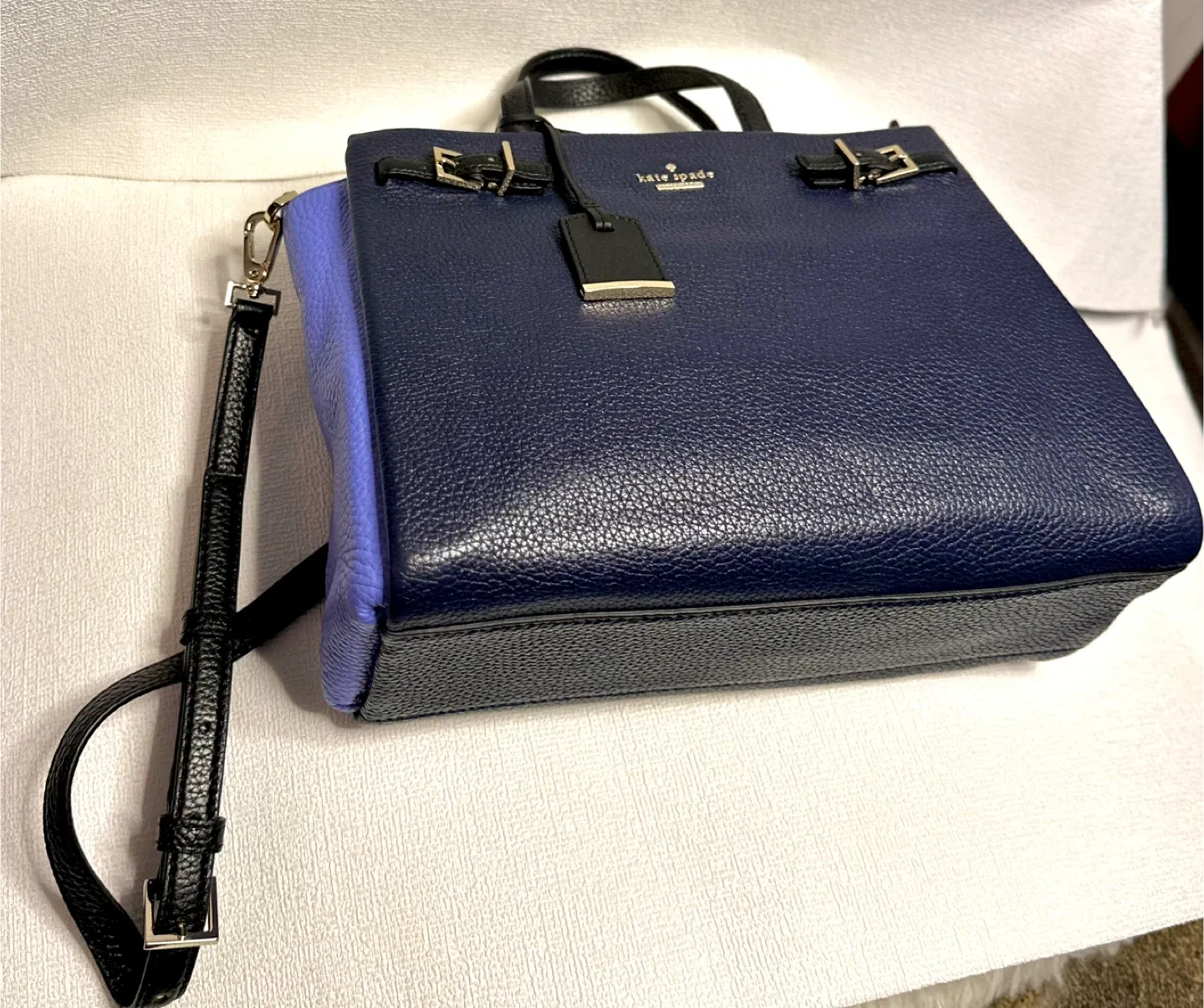 Kate Spade Navy/Purple Leather Satchel image indicator(10)