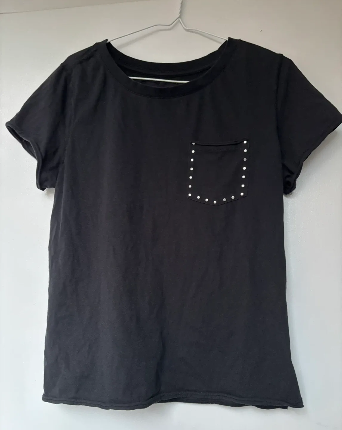 Black T-Shirt with Studded Pocket