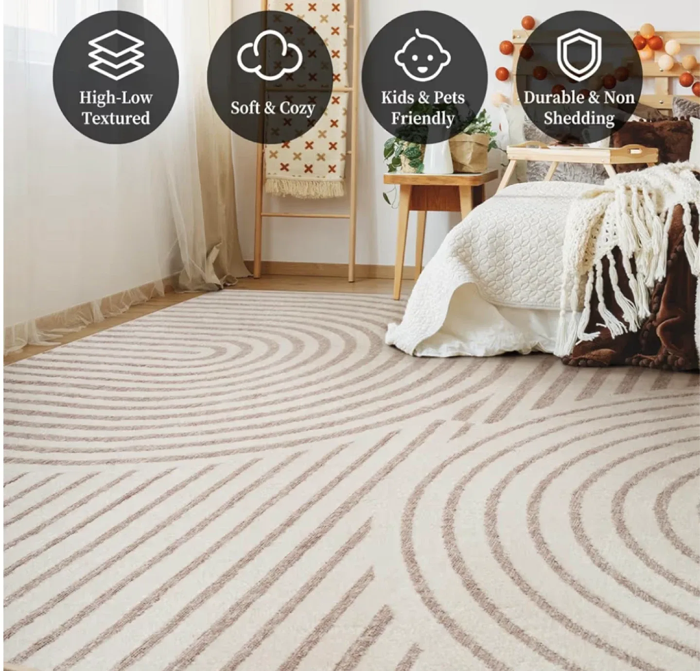 Geometric Patterned Area Rug 8x10 ft- Soft & Cozy image indicator(2)