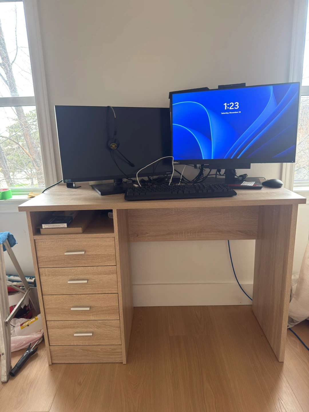 Light Brown Desk with Drawers