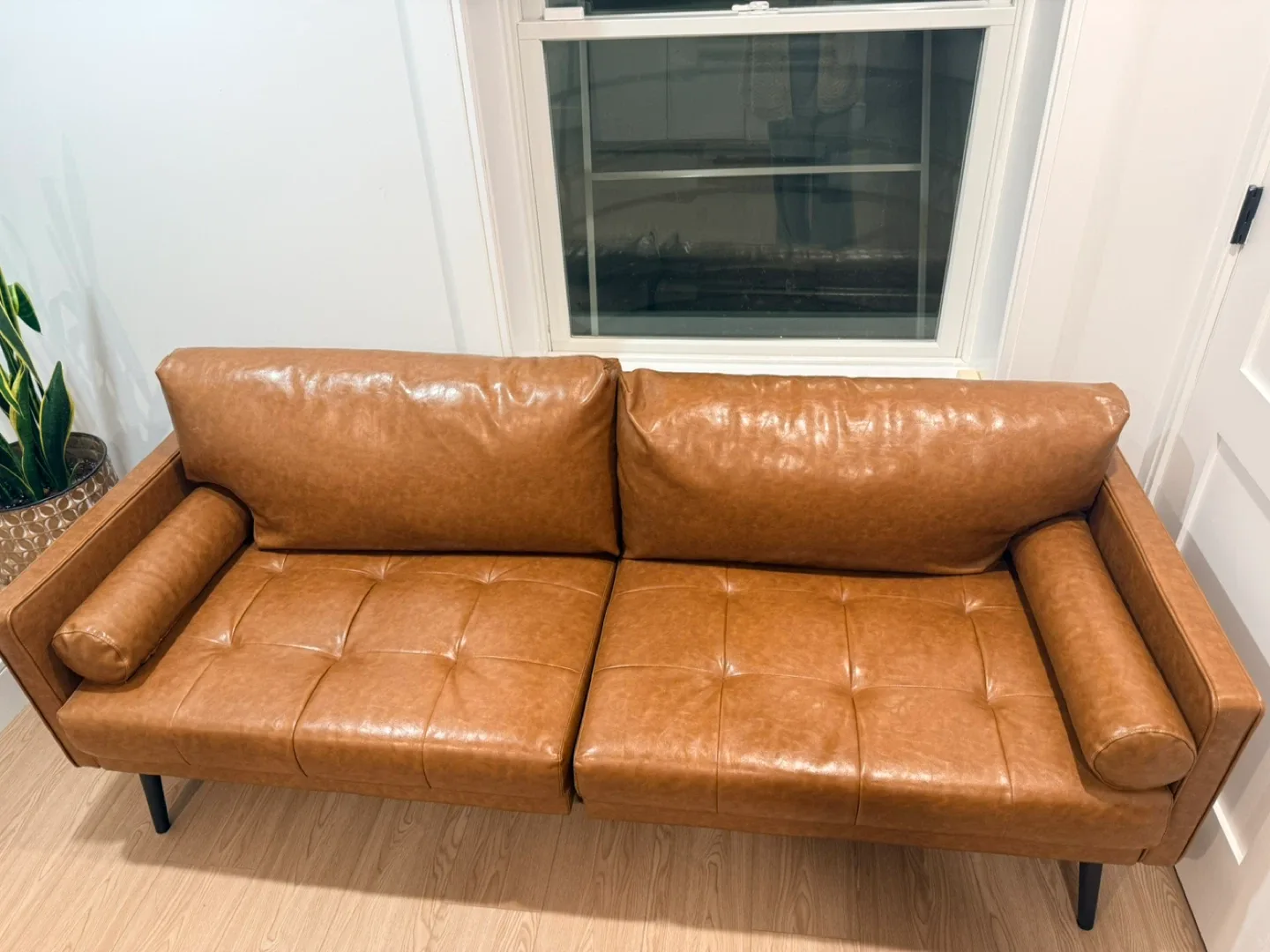 Brown Faux Leather Sofa Couch