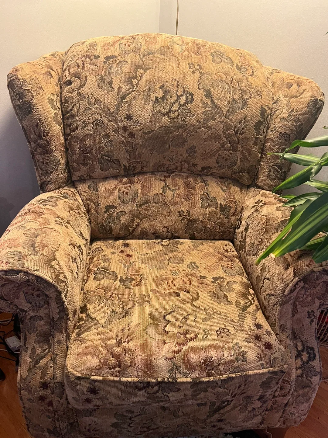 Floral Armchair with Ottoman