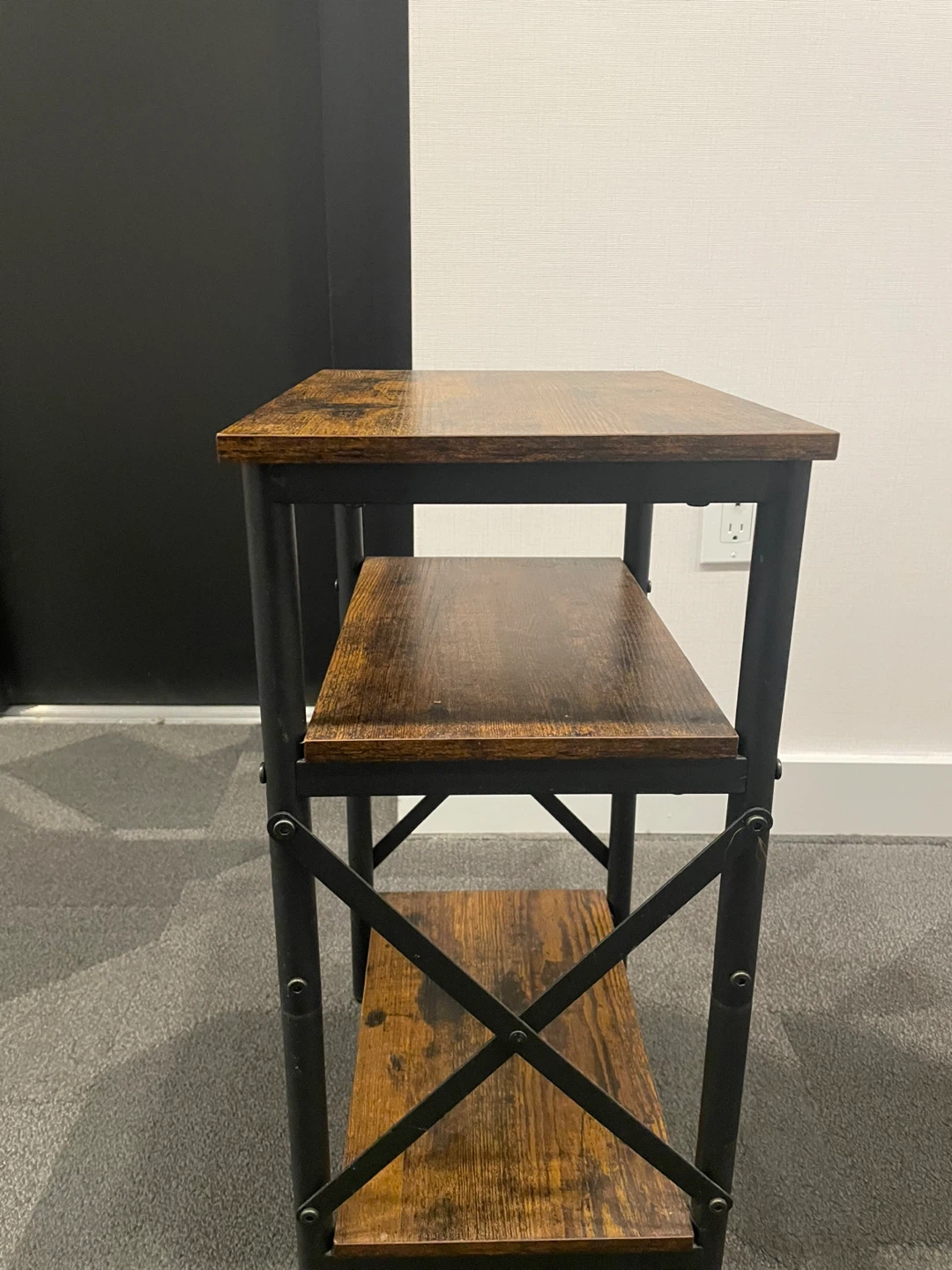 Brown & Black 3-Tier Shelf with Built-in Outlets - photo 4