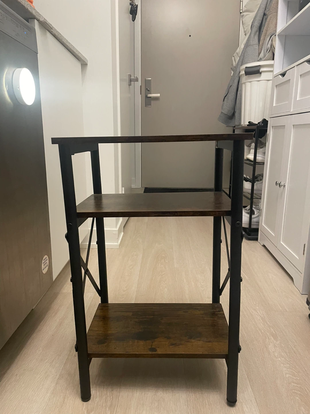 Brown & Black 3-Tier Shelf with Built-in Outlets - photo 3
