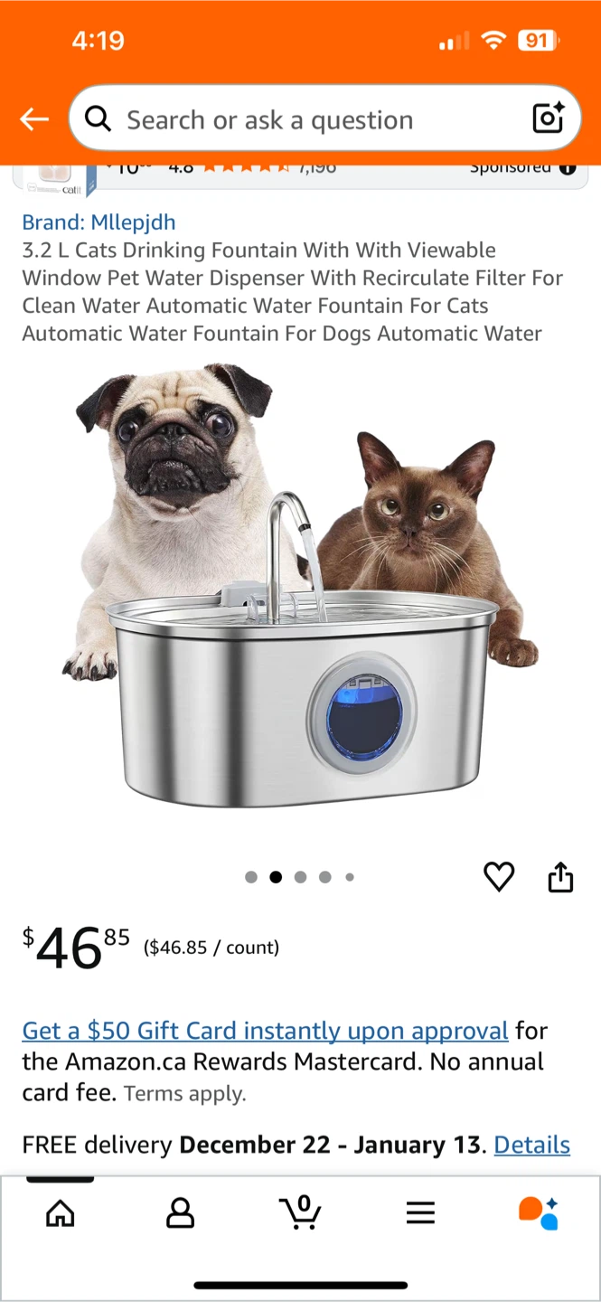 Mllepjdh 3.2L Cat/Dog Water Fountain