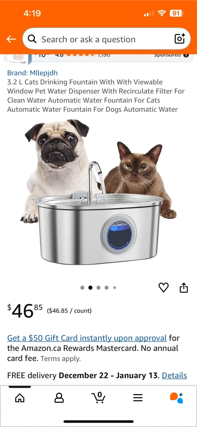 Mllepjdh 3.2L Cat/Dog Water Fountain