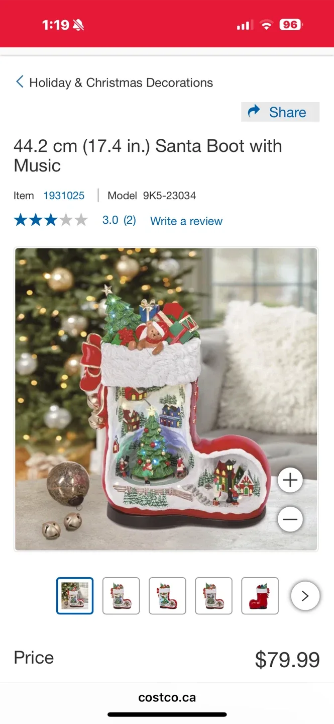 Santa Boot with Music - 17.4 in image indicator(3)