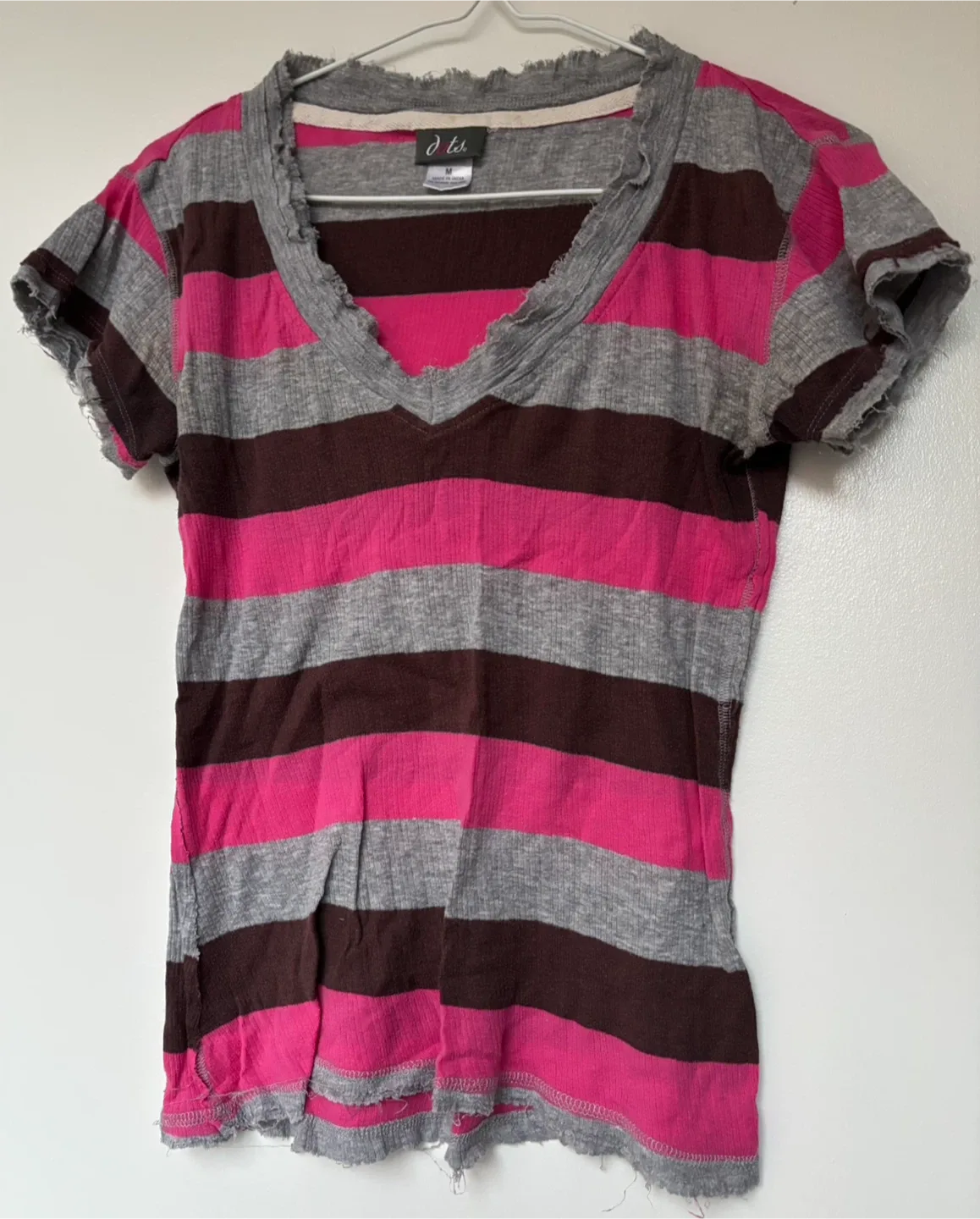 Striped V-Neck Top - Size M