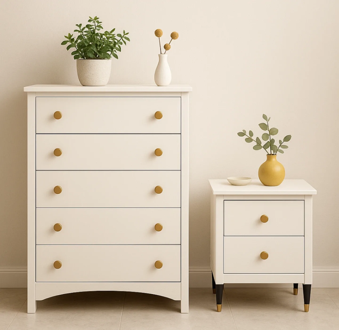 White 2-Drawer Nightstand
