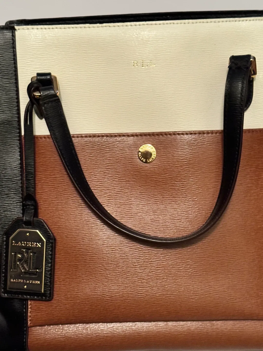 Ralph Lauren Tote Bag - Black, Brown, and Cream