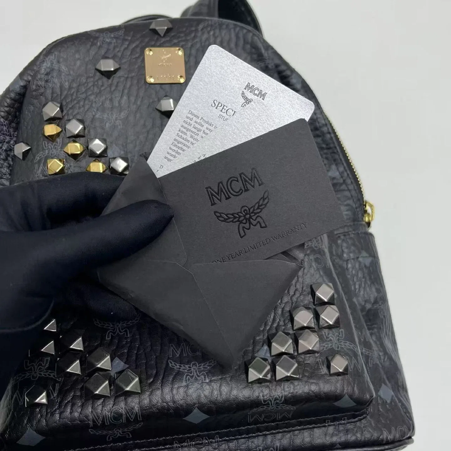 MCM Stark Studded Bebe Boo Backpack - Black image indicator(6)