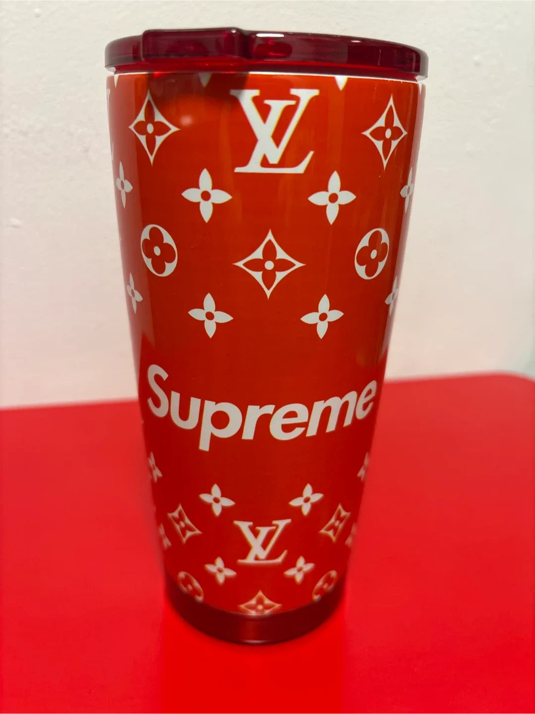 Louis Vuitton Supreme Red Stainless Steel Tumbler