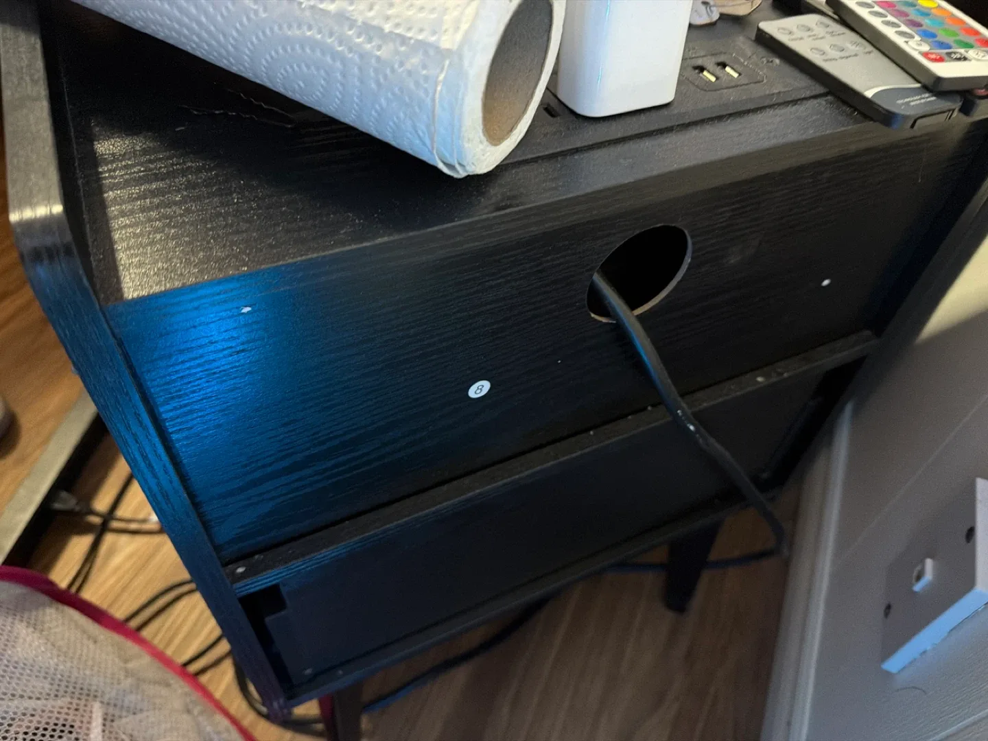 Black Nightstand End Table with USB Ports image indicator(6)