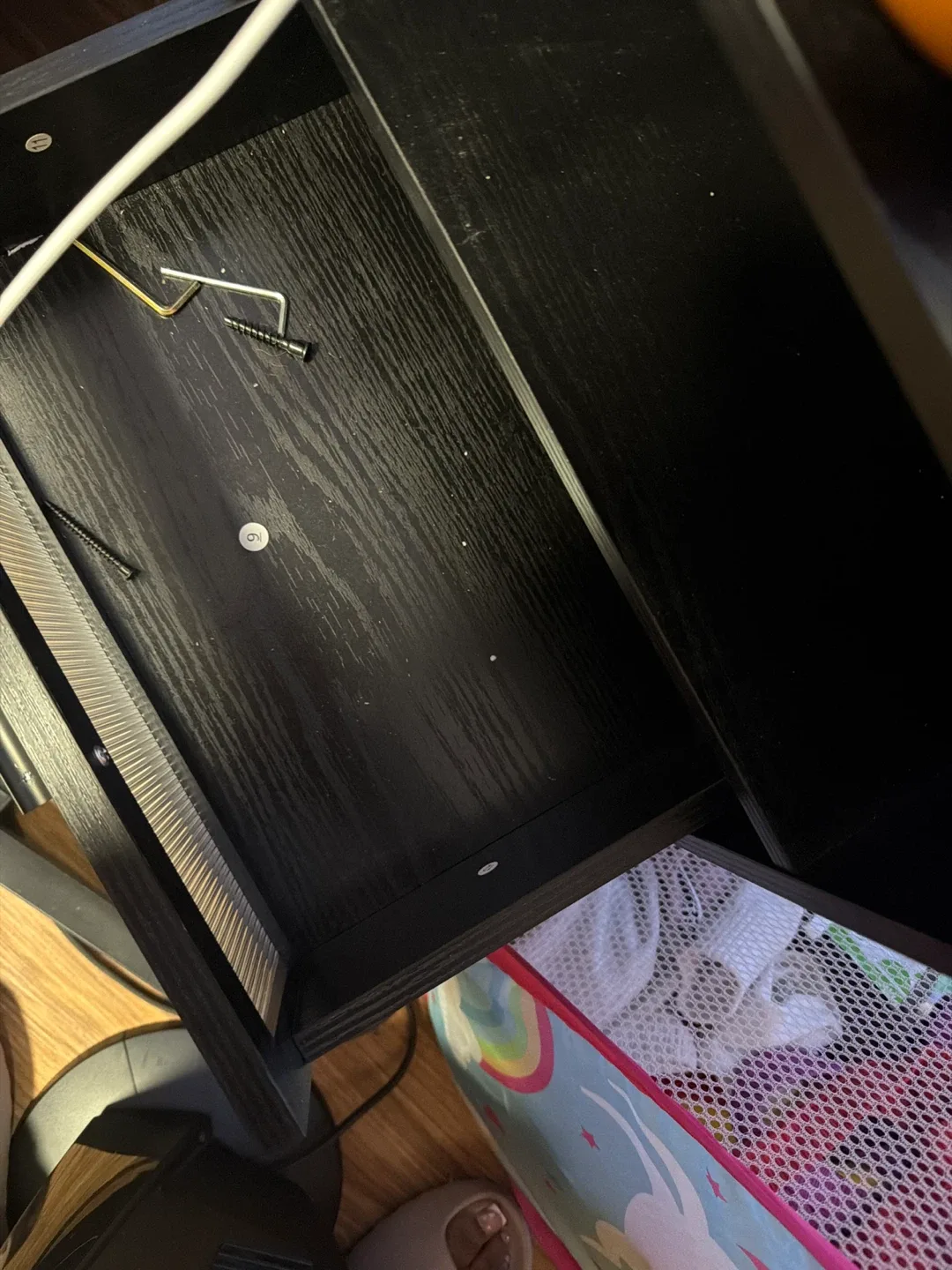 Black Nightstand End Table with USB Ports image indicator(5)