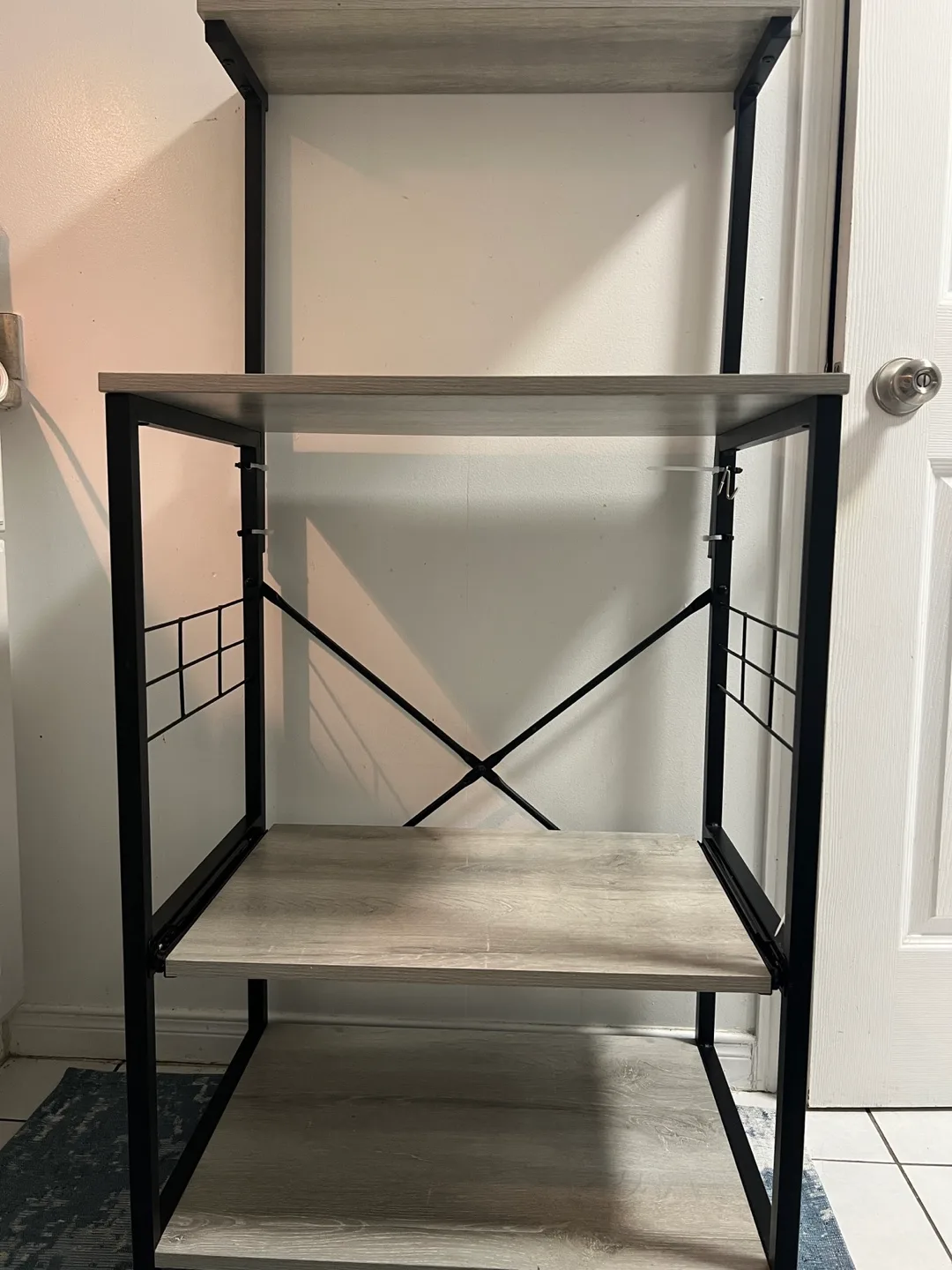 Grey and Black Shelving Unit